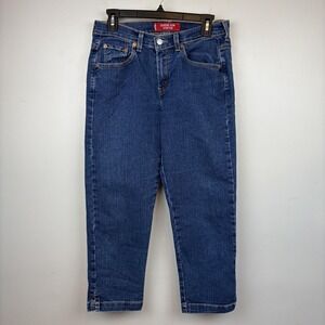 Levis Classic Slim Stretch Jeans Womens 8 Blue Slim Fit Denim Medium Wash Crop